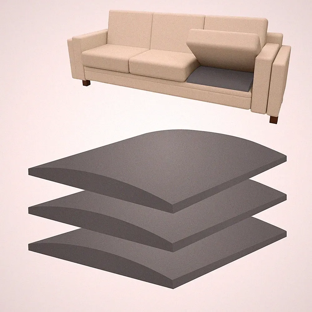 3 PCS Couch Cushion Support 20x20 Foam Sagging Seat High Density Dark Grey
