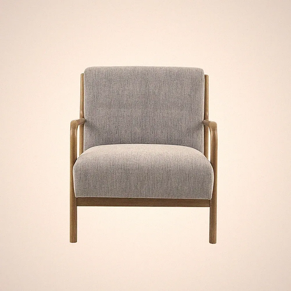 Modern solid wood frame accent lounge chair - grey, high-density foam