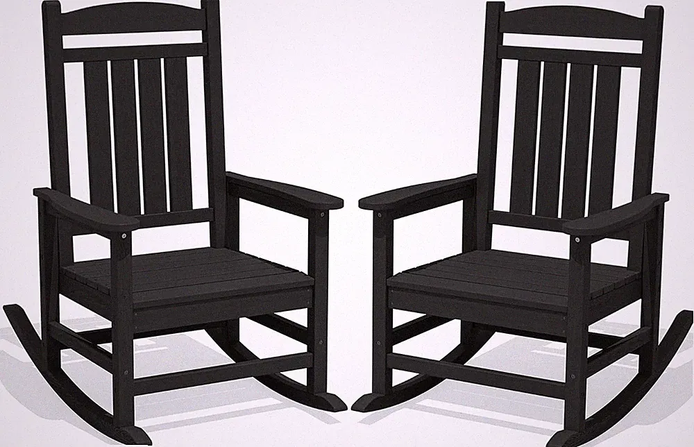 Oversized Outdoor Rocking Chair Set of 2, High Density Polyethylene Patio Rockin