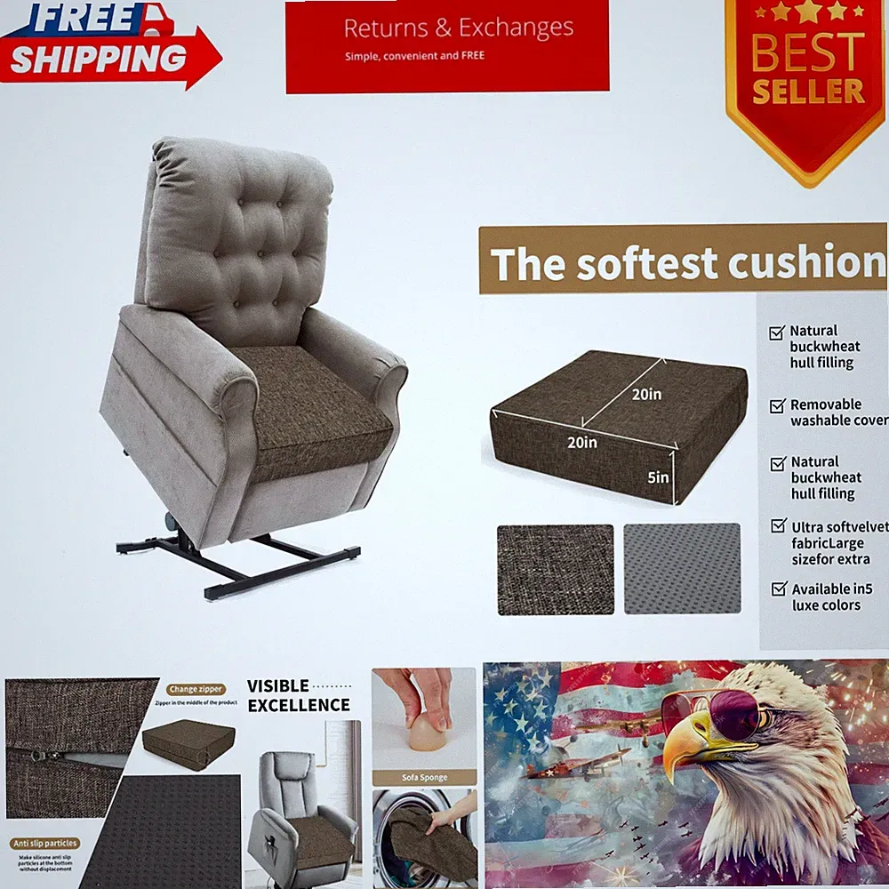 Thickened 20"x20"x5" Chair Cushion for Elderly - Cozy High-Density Foam Support